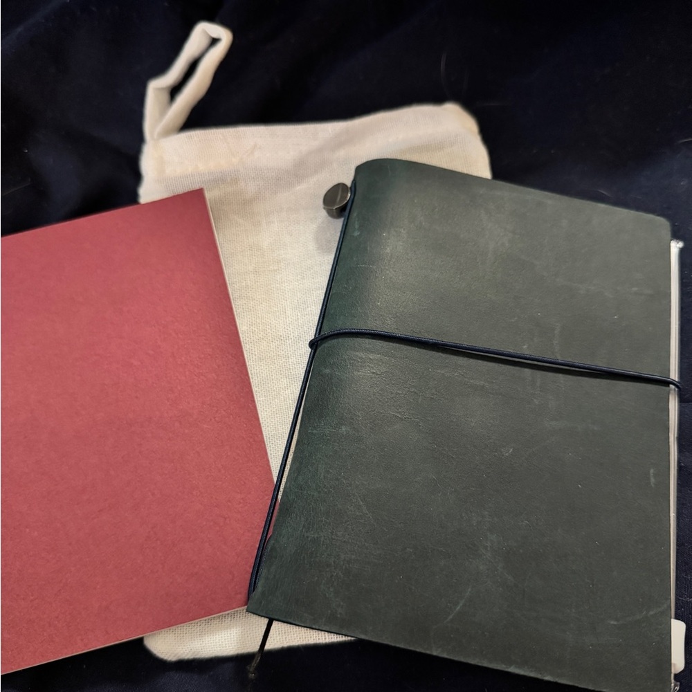 Blue Leather Journal with Red Insert